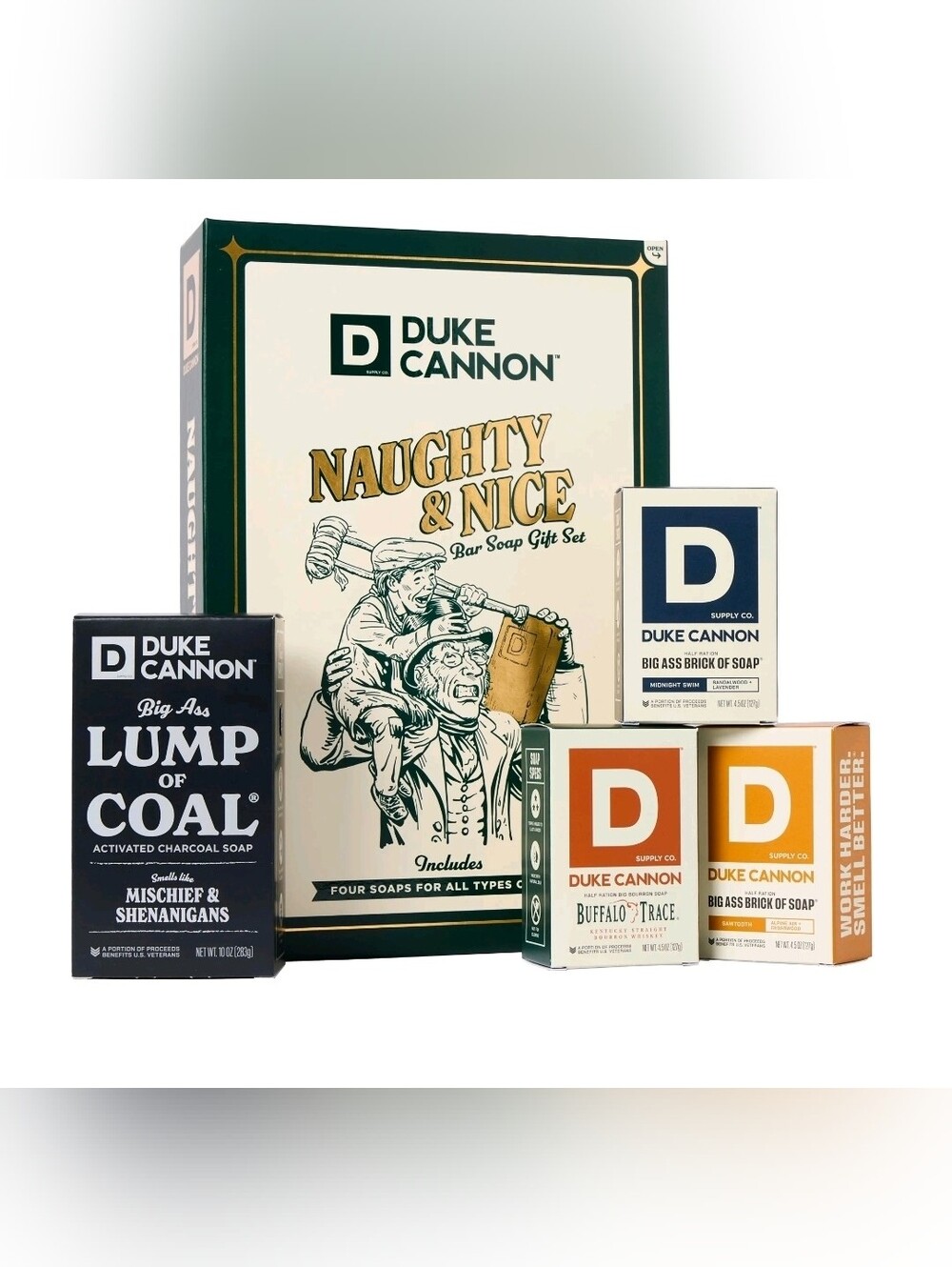 Duke Cannon Naughty & Nice Bar Soap Gift Set - White & Brown Packaging